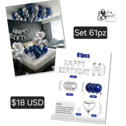 Set 61pz de globos para cumpleaños