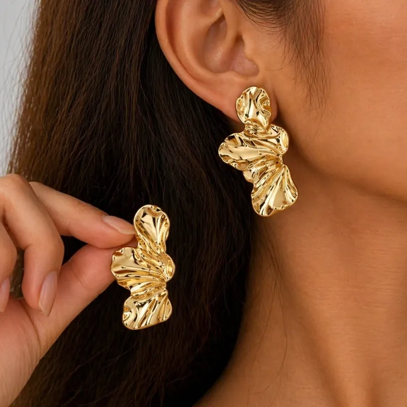 Set aretes hoja dorada