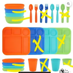 Set de platos, cubiertos y vasos para niños