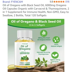 Suplemento alimenticio de aceite de Orégano