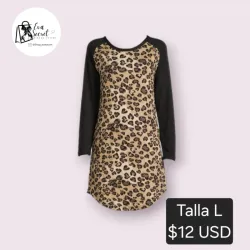 Vestido mangas leopardo talla L