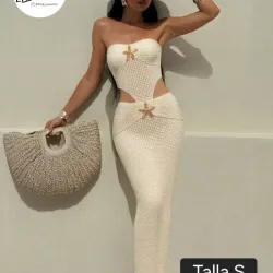 Vestido largo beige talla S