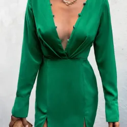 Vestido verde manga larga