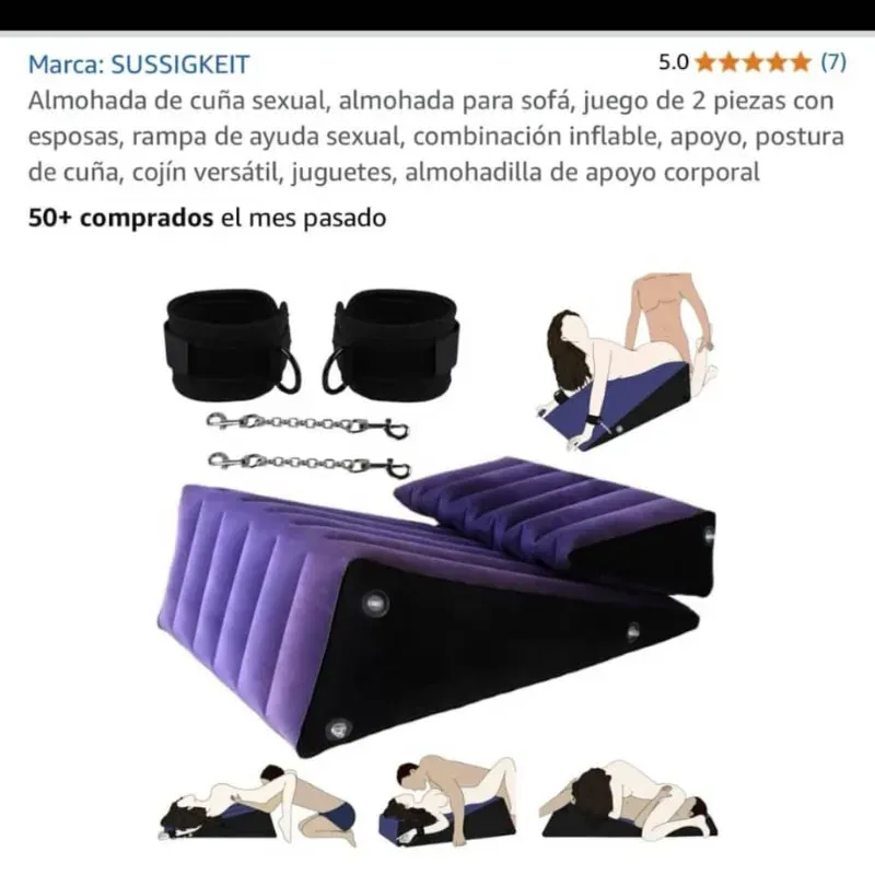 "Cojín Kinky – Set Erótico Inflable con Posicionador y Esposas"