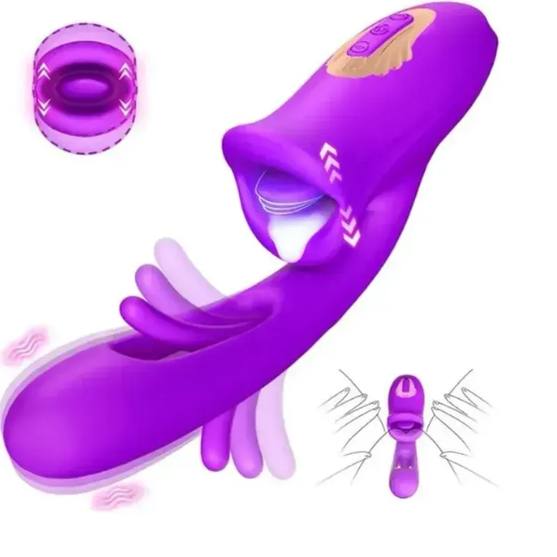 💜👅 Vibrador OctoLengua Deluxe – Placer con ritmo y succión, 9 Modos de lamida y succión