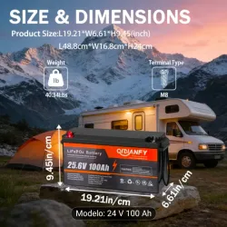 BATERÍA QIDIANFY 24V 100AH LIFEPO4