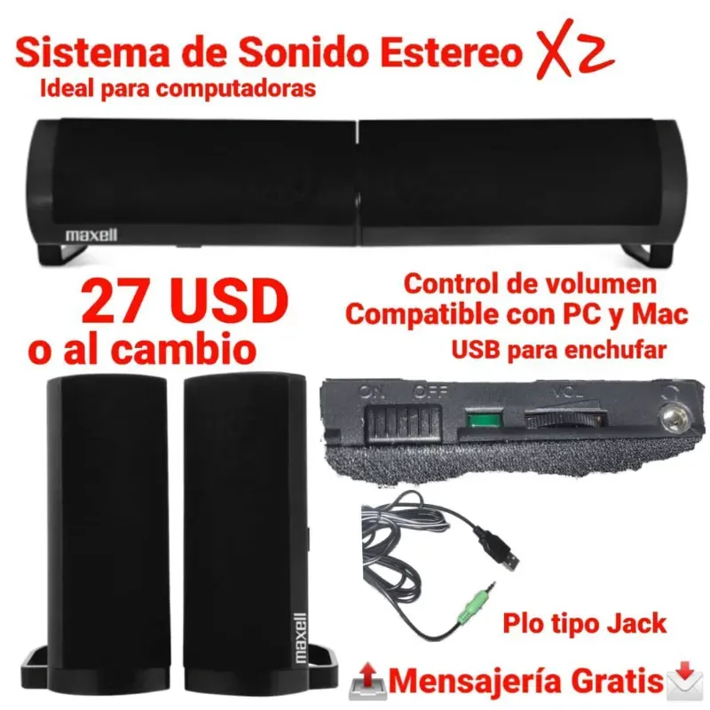 Sistema de sonido estereo x2 en USD