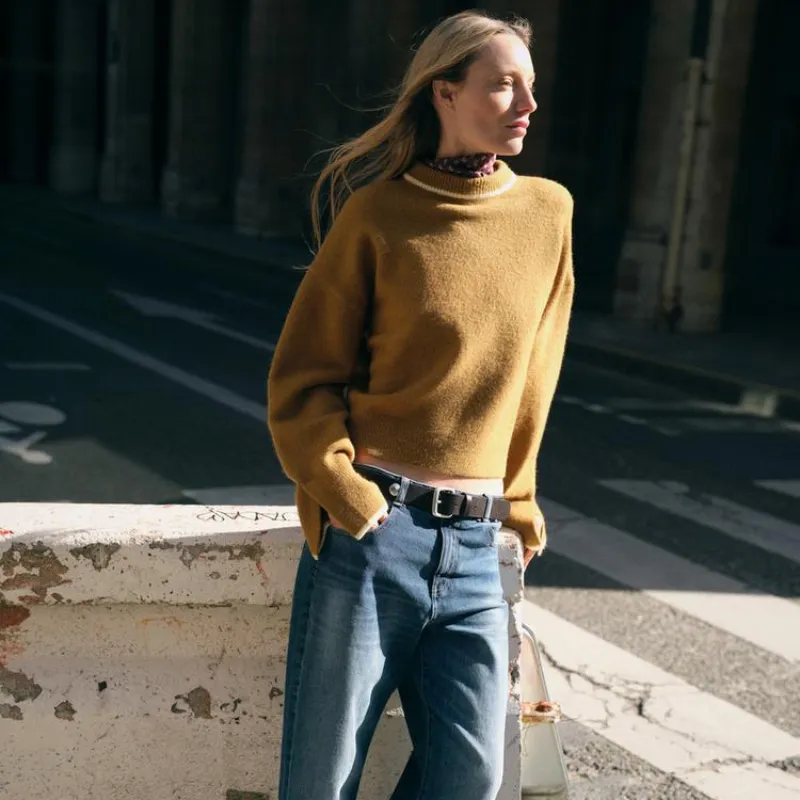 Abrigo jumper contraste