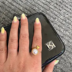 Anillos ajustables perla y corazón 