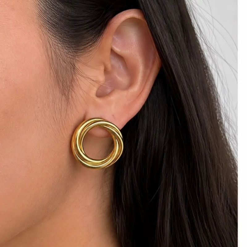 Aretes trenzados redondos