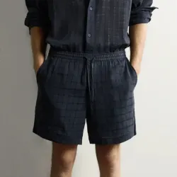Bermuda Jacquard Cuadros Lino