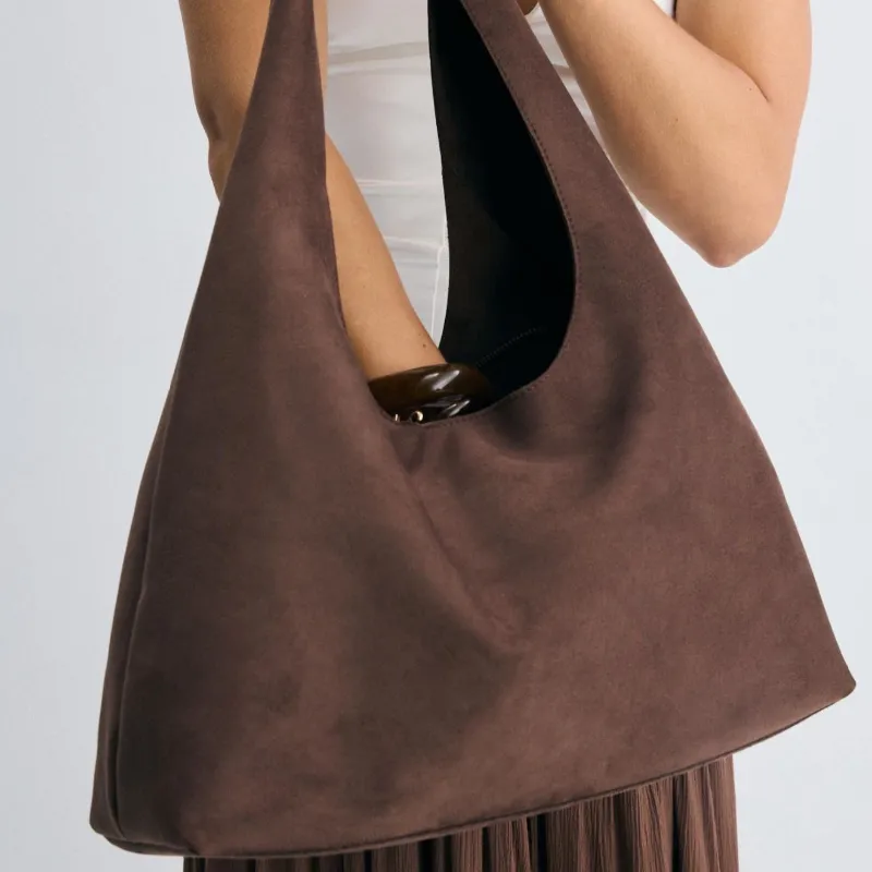 Bolso de Hombro Efecto Ante Grande