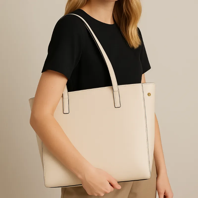 Bolso grande de hombro beige