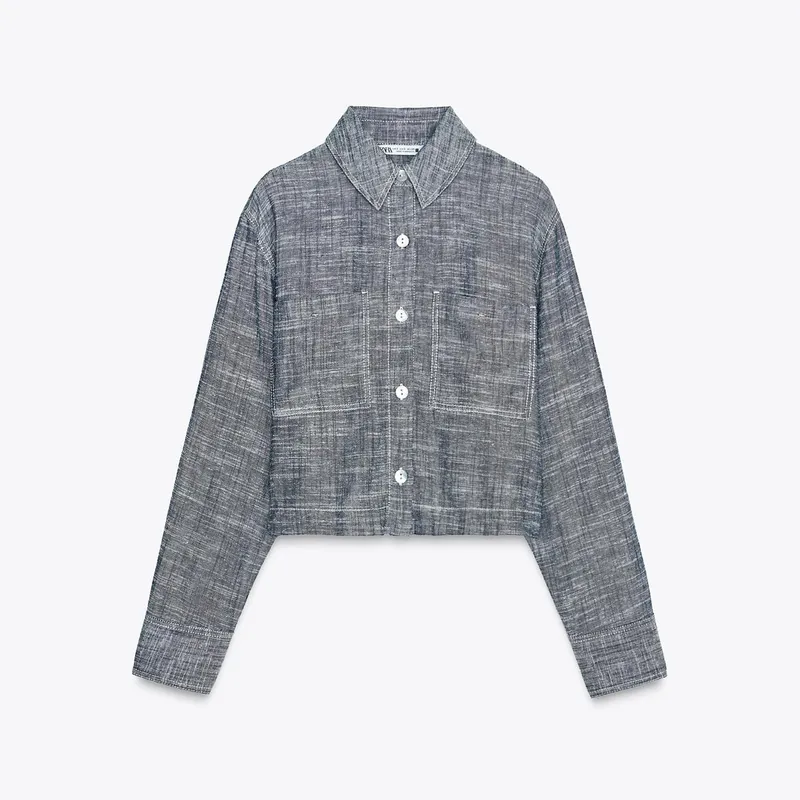 Camisa Crop Bolsillos