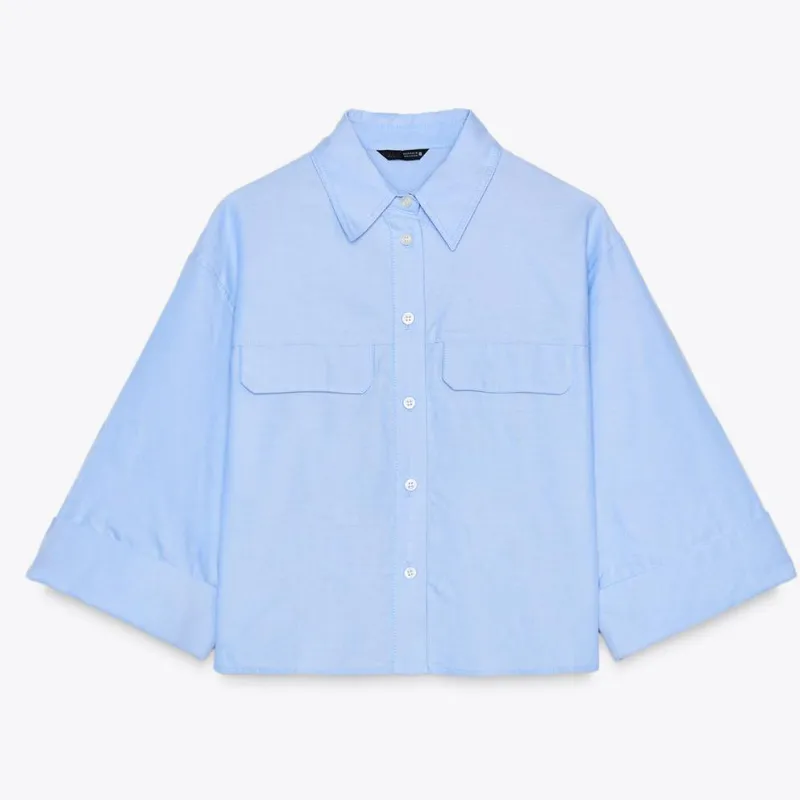 Camisa Crop Oxford 