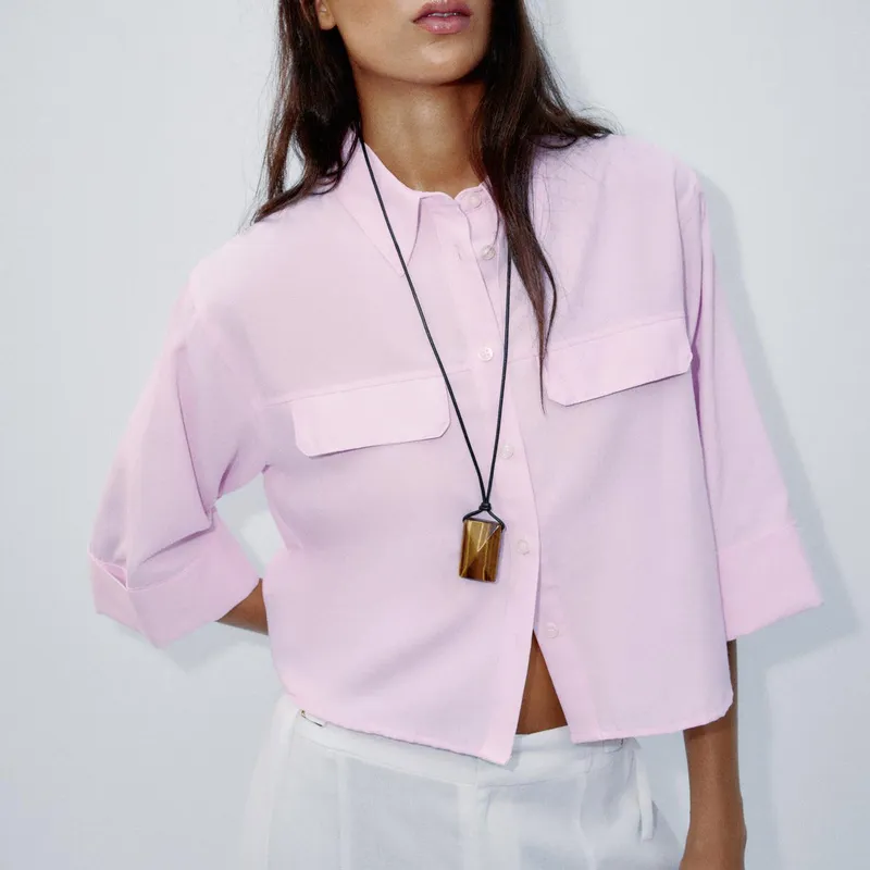 Camisa Crop Oxford 