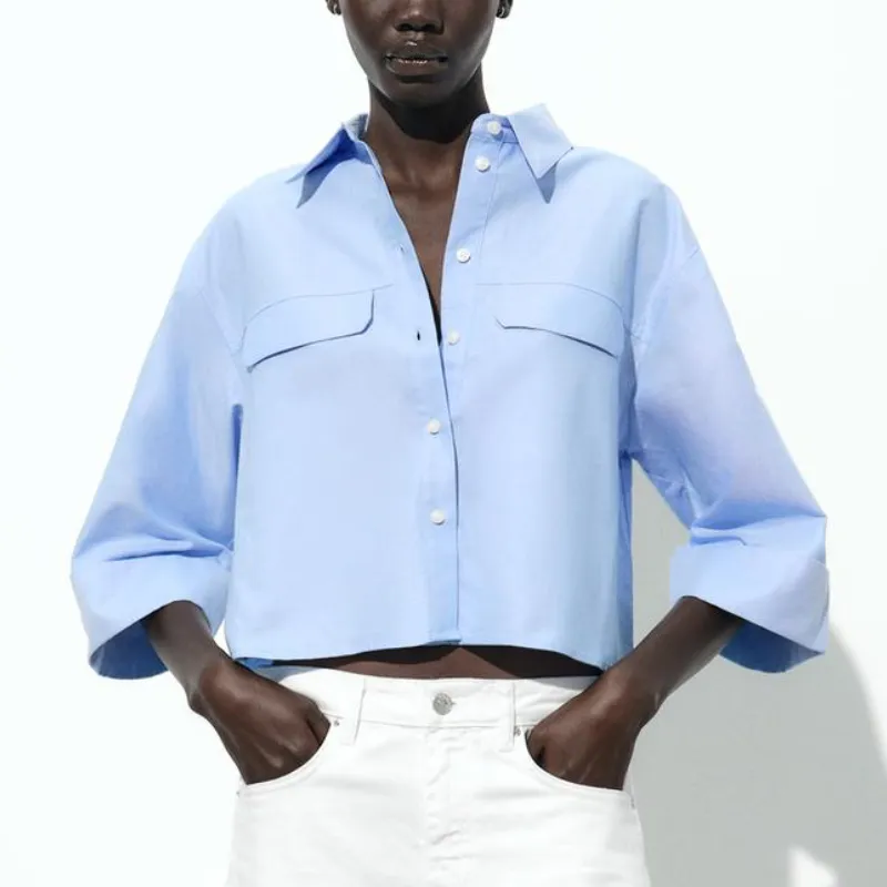 Camisa Crop Oxford 