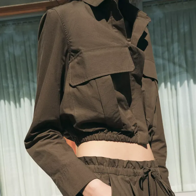 Camisa Cropped Bolsillo
