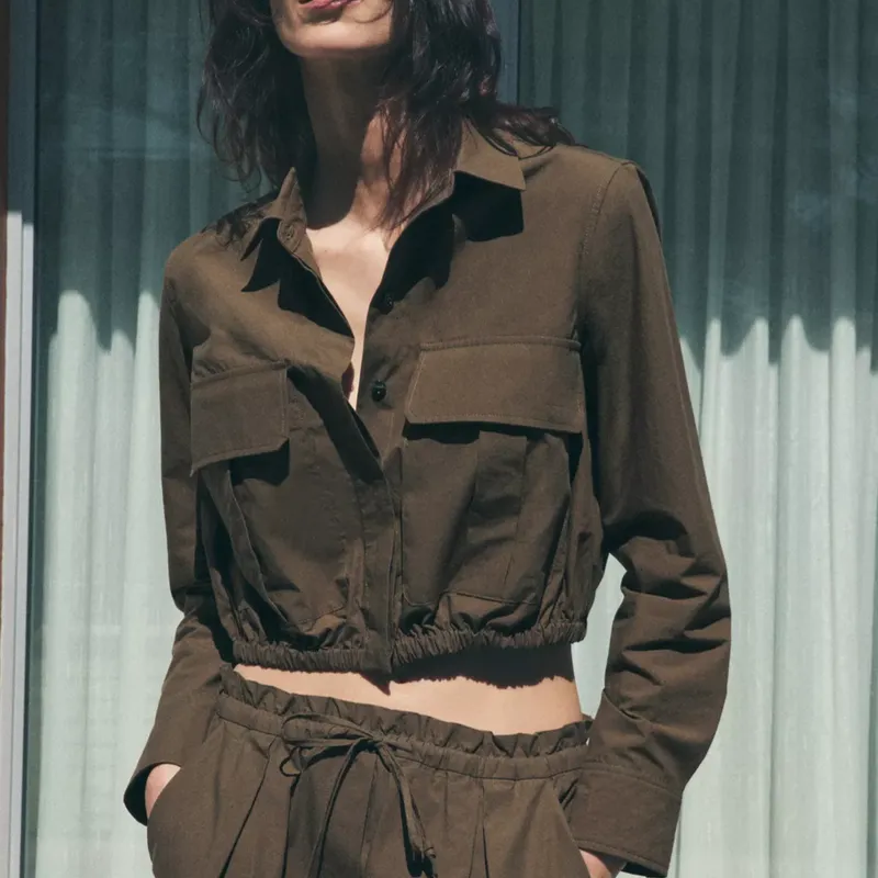 Camisa Cropped Bolsillo