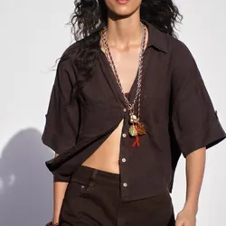 Camisa Cropped con Lino