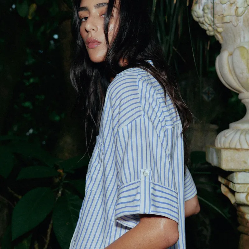 Camisa Cropped con Lino
