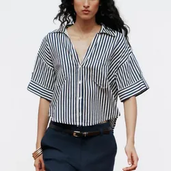 Camisa Cropped con Lino