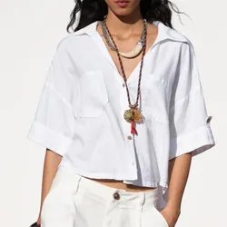 Camisa Cropped con Lino