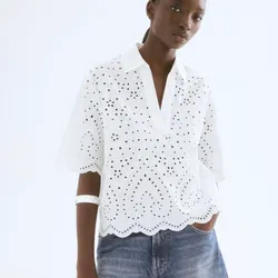 Camisa en bordado inglés (de algodón)