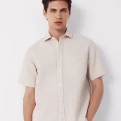 Camisa mezcla de algodón/lino