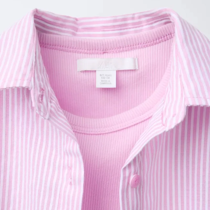 Camisa oxford con camiseta rib