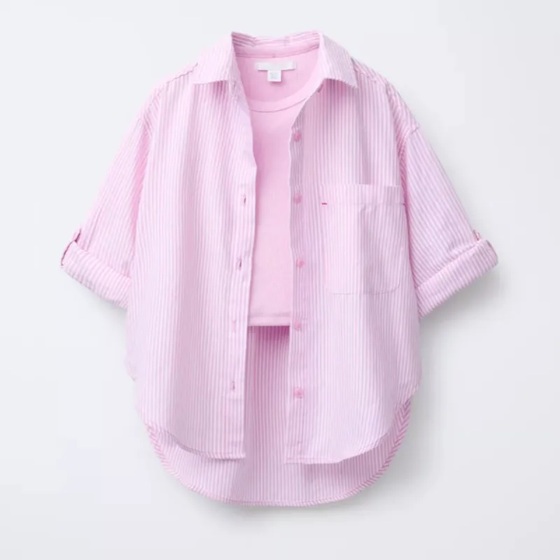 Camisa oxford con camiseta rib