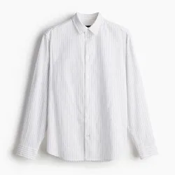 Camisa Oxford regular fit (rayas finas negras)