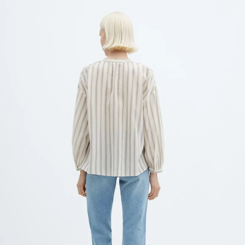 CAMISA RAYAS MANGA ABULLONADA