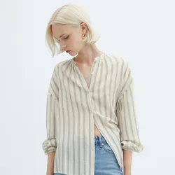 CAMISA RAYAS MANGA ABULLONADA