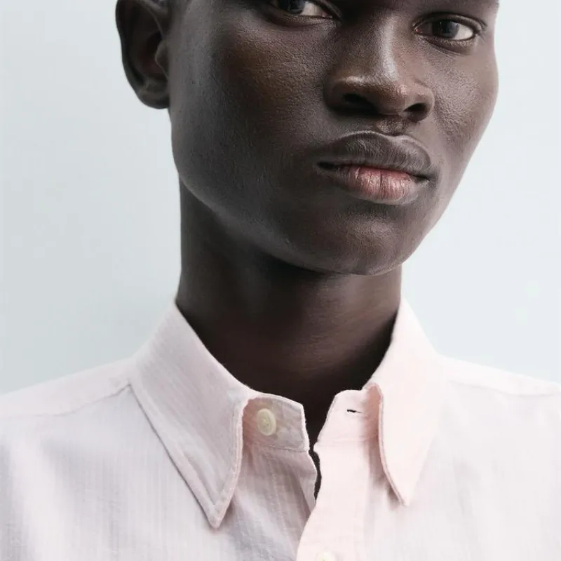 Camisa regular fit (Rosa rayas)