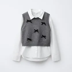 Camisa  suéter detalle lazo