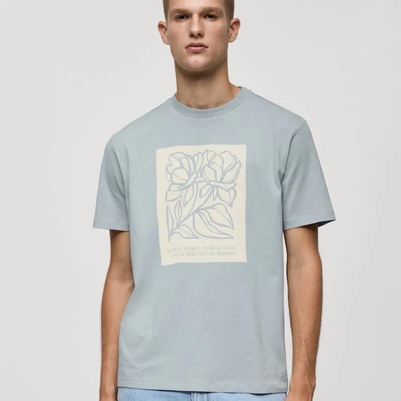 CAMISETA 100% ALGODÓN ESTAMPADO PECHO