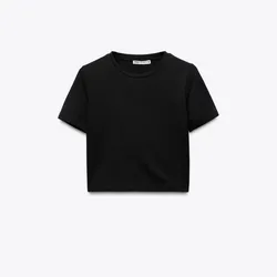 Camiseta cropped manga corta