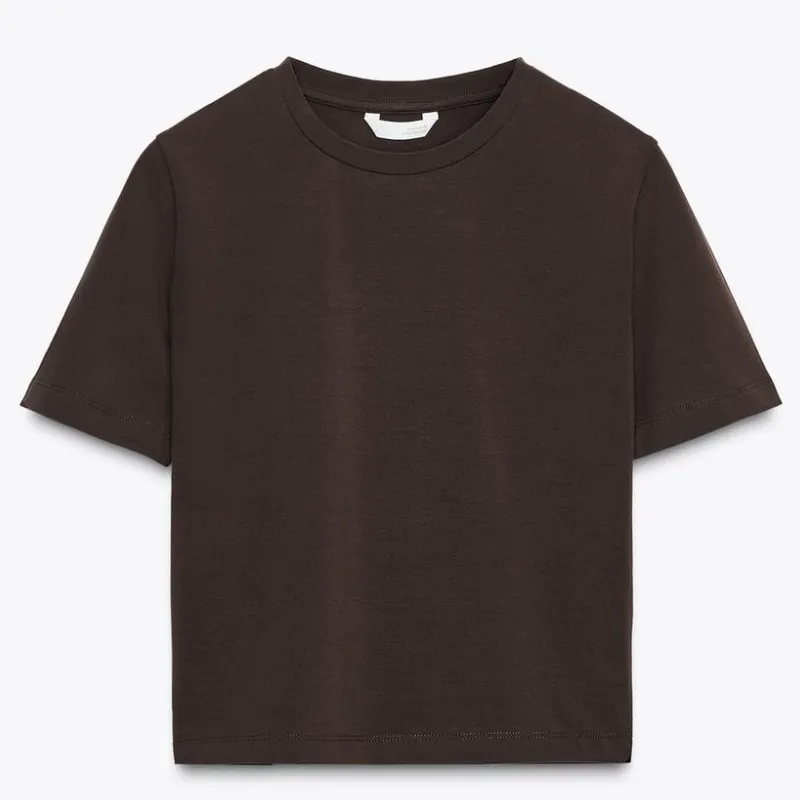 Camiseta Elástica Cropper Marrón 