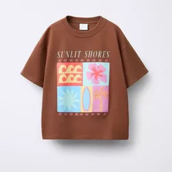 Camiseta estampada marrón 