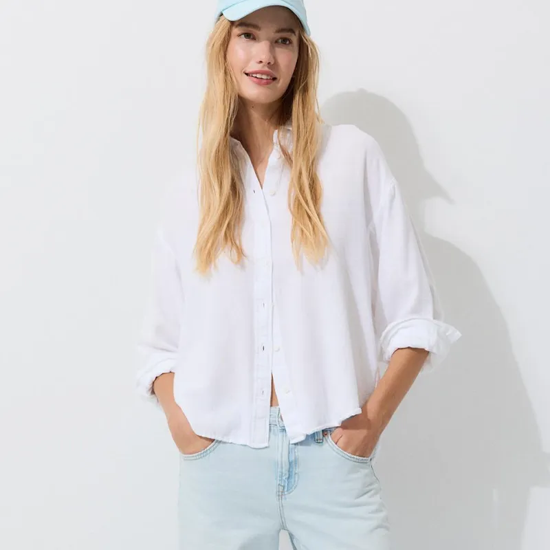 Camisa Fluida Efecto Lino