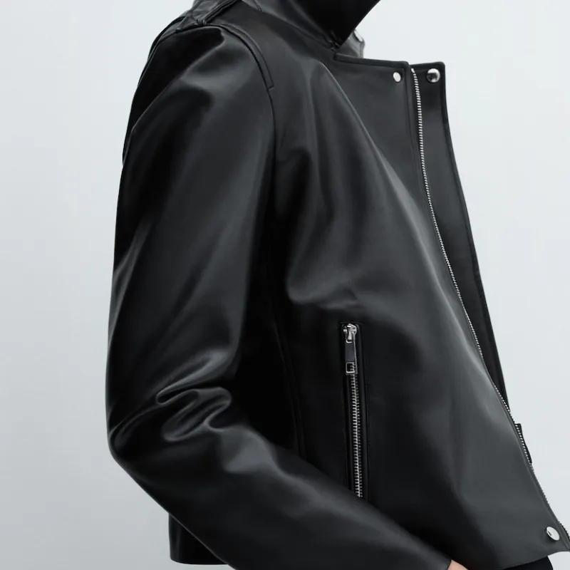 Cazadora biker efecto piel