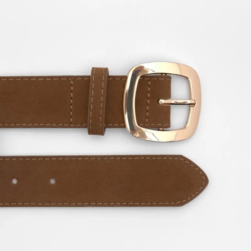 Cinturón Efecto Ante Hebilla Cuadrada