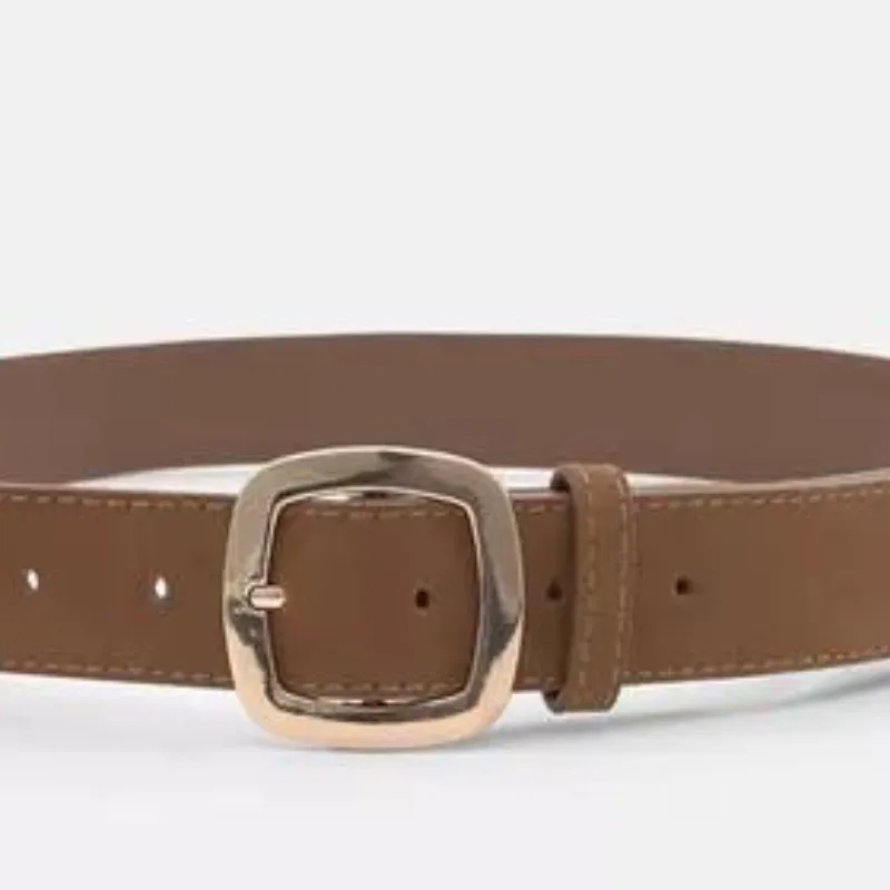 Cinturón Efecto Ante Hebilla Cuadrada