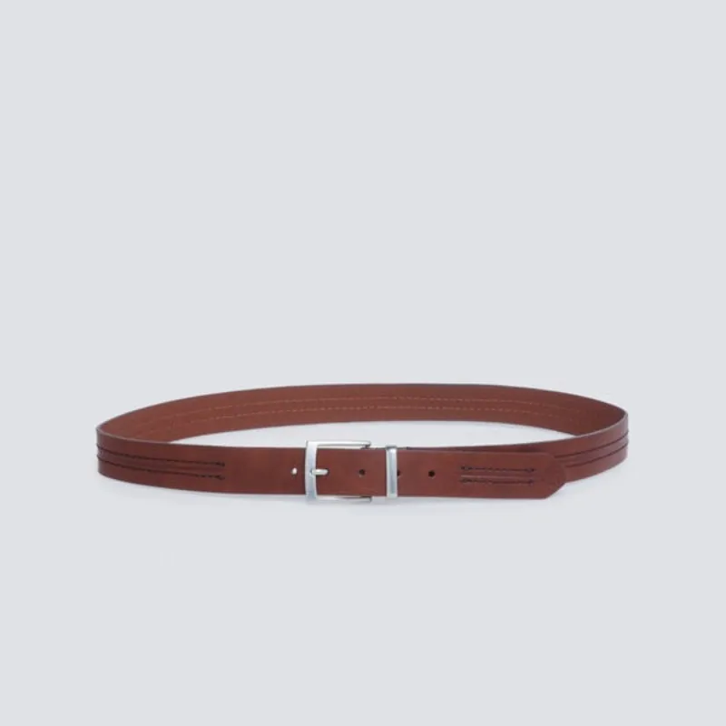 Cinturón efecto piel pespuntes centrales