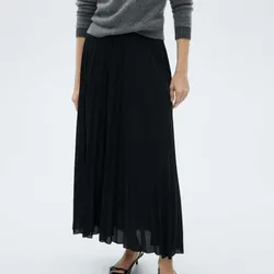Falda larga plisada
