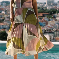 Falda Plisada Estampado Geométrico 