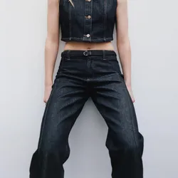 Jeans Bootcut Tiro Alto Cinturón 
