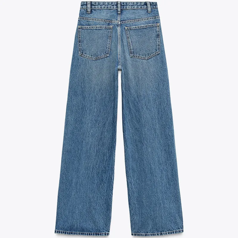 Jeans Wide Leg Cintura Cruzada