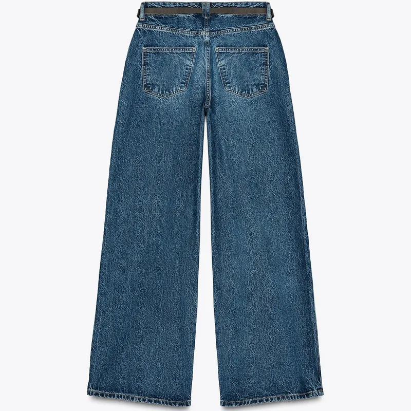 Jeans Wide Leg Cinturón Cadena